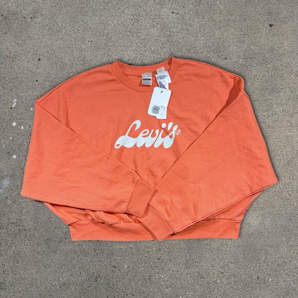 Women's Levi's Cropped Sweatshirt Pullover Light Orange Color Size XL 26x21 - Picture 2 of 7
